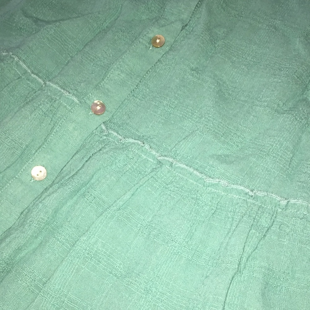 Sigrid Olsen 100% Linen Boho Blouse Ruffle Detail NWT - Picture 3 of 7